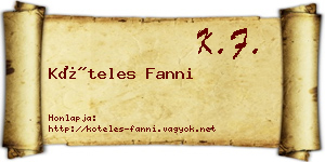 Köteles Fanni névjegykártya